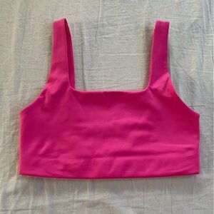 girlfriend collective hot pink tommy cropped sports bra tank top - size small s